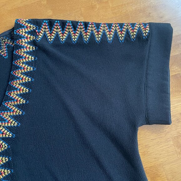 Size XL Sugarlips black tribal embroidered mini dress - Picture 7 of 9